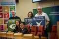 At the event are Councillor Karl Rosie; Ella Paterson; Councillor Raymond Bremner, (front); Sophie Lambert and Mark Fernando. Picture: Callum Mackay.