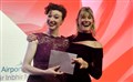 Raffle winner Isla Todd with host Nicky Marr. Picture: James Mackenzie.