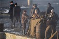 Elgin's Harry Bruce (left, smoking a pipe) was an extra on the final day of filming.Picture: Daniel Forsyth