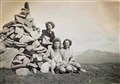 Margaret Payne photographed the occasion she reached the summit of Suilven in 1944. Her sister, Elizabeth, is on the far right.