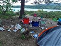Some of the mess created by the shore of Loch Morlich at the weekend.