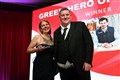Gaelle Delagrave accepted the Green Here Award on behalf of Martin and Claire Murray. Award presented by SSE Renewables. Picture: James Mackenzie.