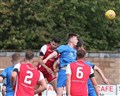 Andrew Hardwick rises highest to clear the danger from Thistle's penalty box. Pic: John Mcintyre