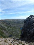 Lochan Dubh peeks from behind the cliffs