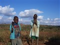 Mice kebabs... two youngsters selling the food by the roadside during Mr Walker's visit.
