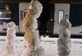 'Passengers' form an orderly queue at Kingussie Station