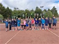 Rackets aloft from all of those who took part in the LTA tournament.
