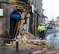 Damaged building following RTC on Grant Street as car hits former William Hill on junction with Lochalsh Road on Thursday night..Picture HN&M staff..