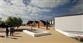 An artist's impression of the new visitor centre and landscape around it.
