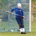 Newtonmore keeper Xavio Vastano makes a save.
