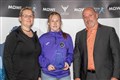 Strathspey Camanachd’s Fiona and Thea Stronach collect the WCA Club Development Award. All awards pictures: Neil Paterson.