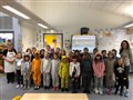 Pupils in P3/4 in their Children in Need feelgood outfits.