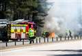 PICTURES: Fire crews put out car blaze on A9 near Tomatin