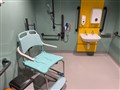 An en-suite bathroom with plenty of space and equipment in the new hospital in-patients wing.