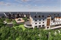 Looking southwards towards the hotel, apartments and shops.