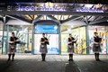 Members of City of Inverness Pipe Band warmly welcome live audiences to Eden Court Theatre for the opening night of The Royal National Mòd 2021 in Inverness