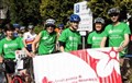 Eilidh Sutherland, Karen MacKenzie, her sister Aggie MacKenzie, Fraser Greenwood and John Mitchell at the start line.