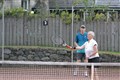 Moira Webster and Grant Davis keep a close eye on the ball.