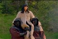 Claudia Winkleman pictured being carried by Tom Stoltman in hit BBC show The Traitors