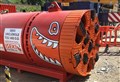 Mole cuts through railway embankment in preparation for the A9 dualling from Tomatin to Moy