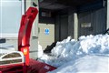The thaw is already setting in. This photo was taken this afternoon but early this morning snow had almost covered the entire door. Photo: Angus Trinder.