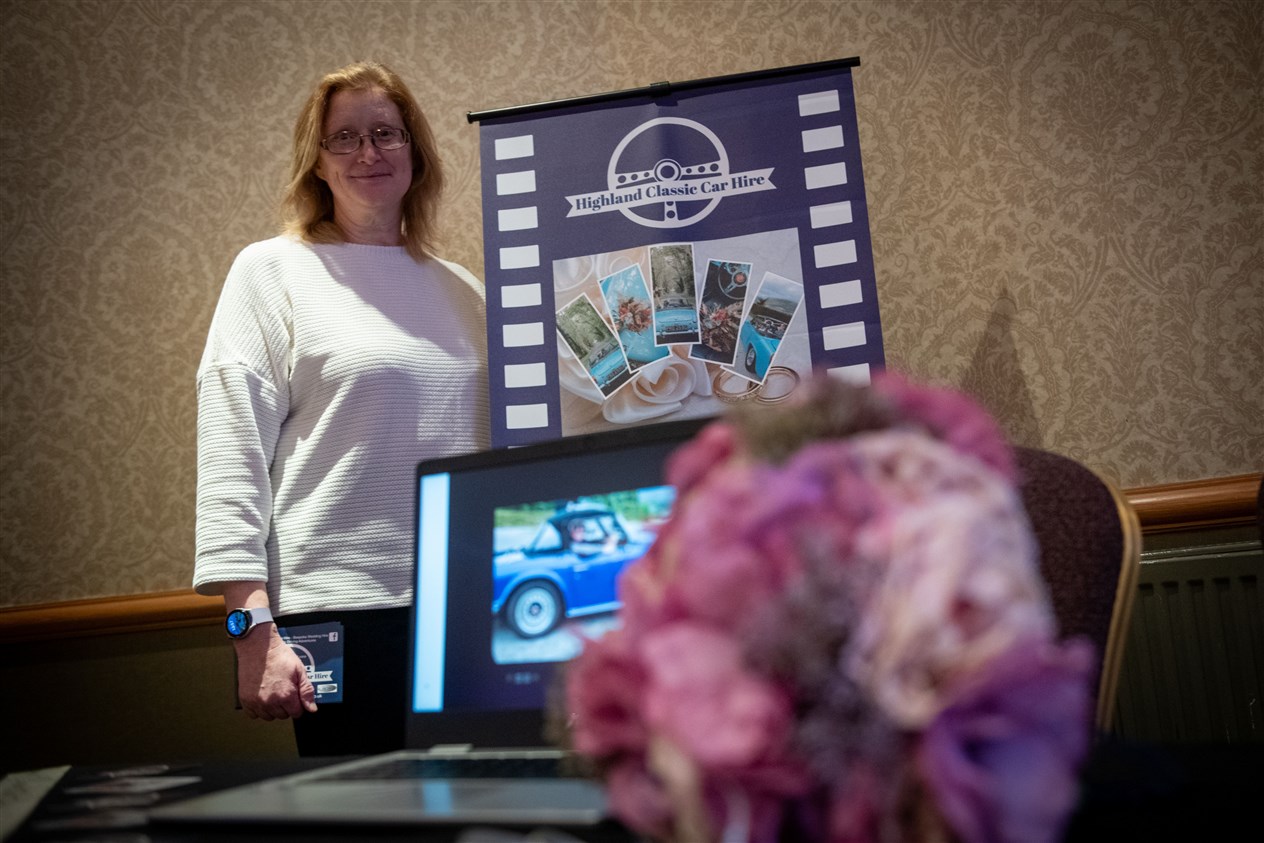 Karen Douglas-Lyon, of Highland Classic Car Hire, was there to help the wedding party arrive in style. Picture: Callum Mackay.