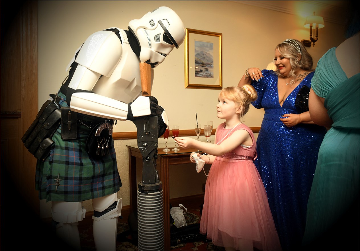 Trying to give money to a Stormtrooper. Picture: James Mackenzie.