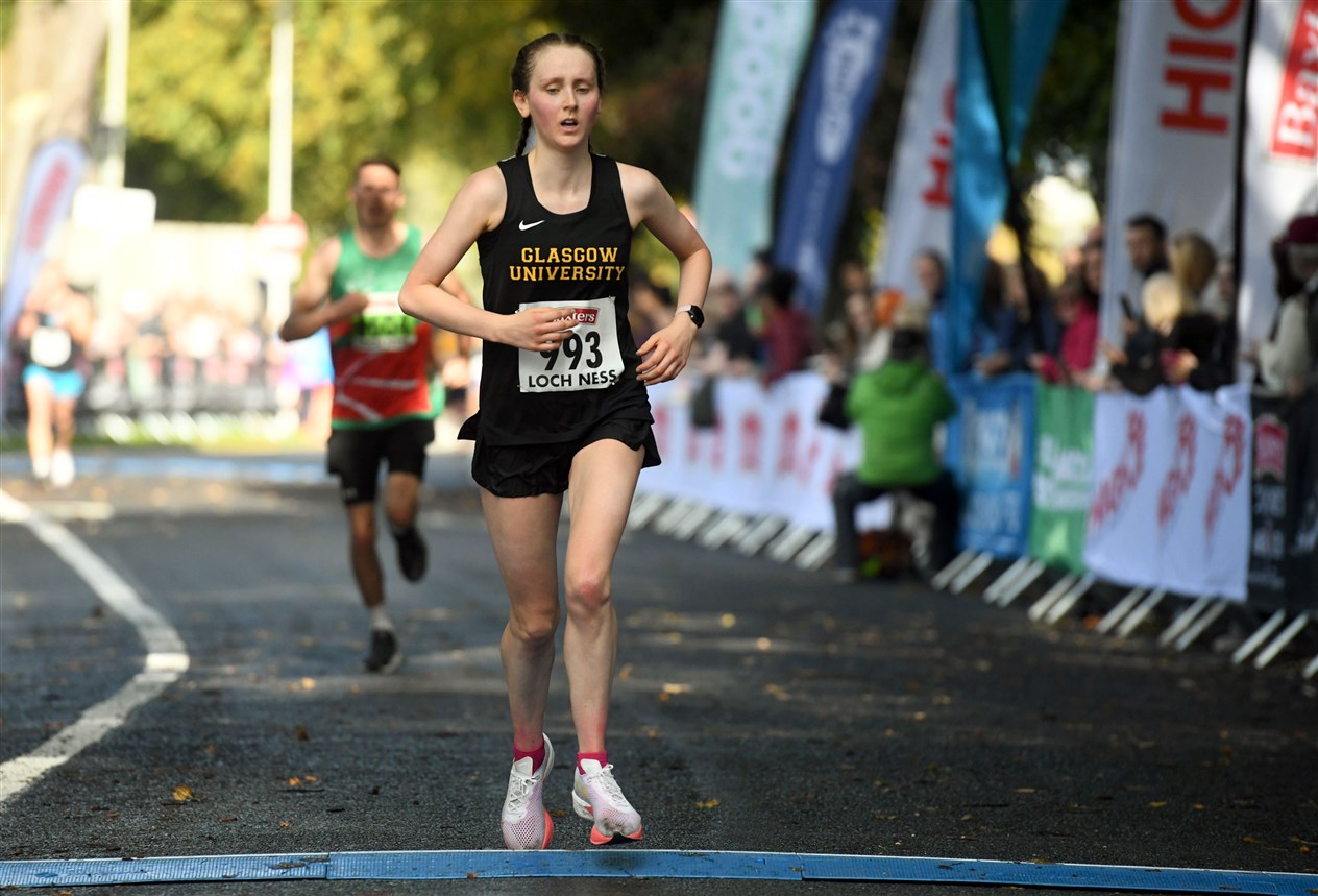Rosa Donaldson came 3rd in the 2023 Loch Ness Marathon. Picture: James Mackenzie.