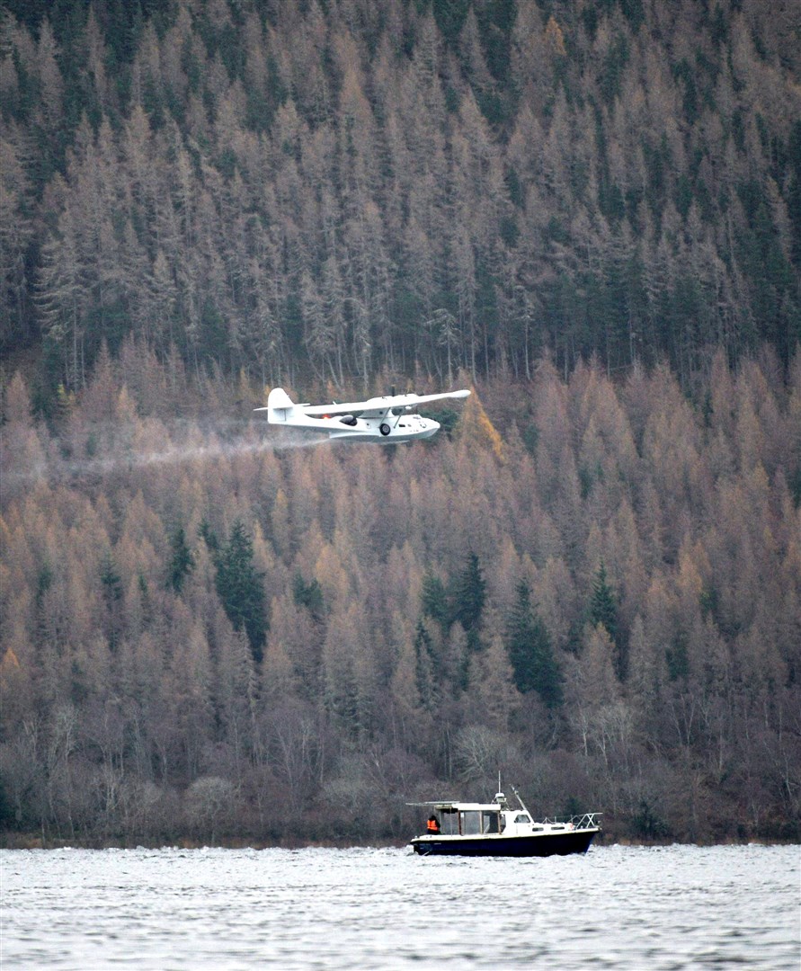 Catalina being put back into the water at Loch ness, Drumnadrochit....Picture: Callum Mackay..