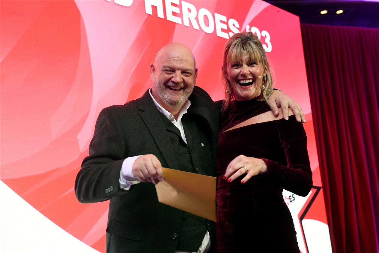 Raffle winner Martin Fitzgerald and host Nicky Marr. Picture: James Mackenzie.