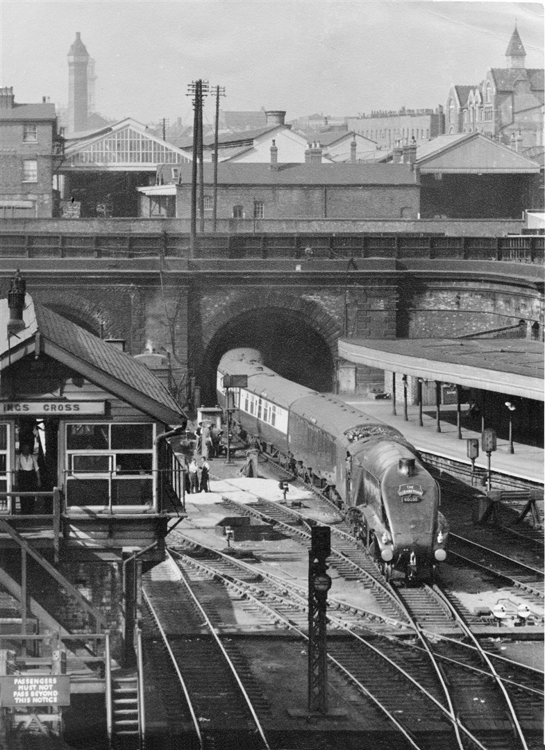 Gresley Class A4 No. 60030 "Golden Fleece" entering Kings Cross having travelled 393 miles non-stop on The Elizabethan in 1955. The Gresley Society Trust