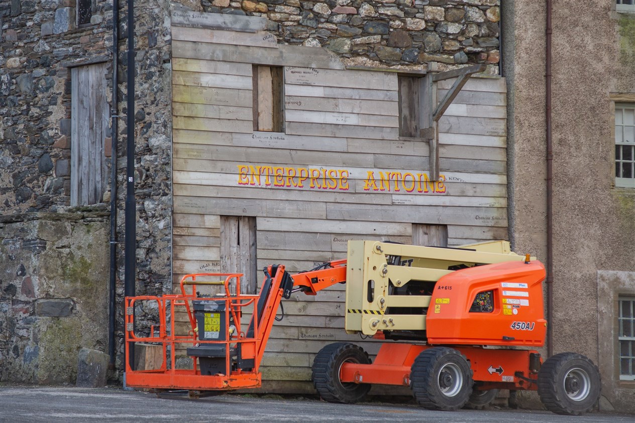 Wooden cladden was added to buildings, with the text 'Enterprise Antoine'.Picture: Daniel Forsyth