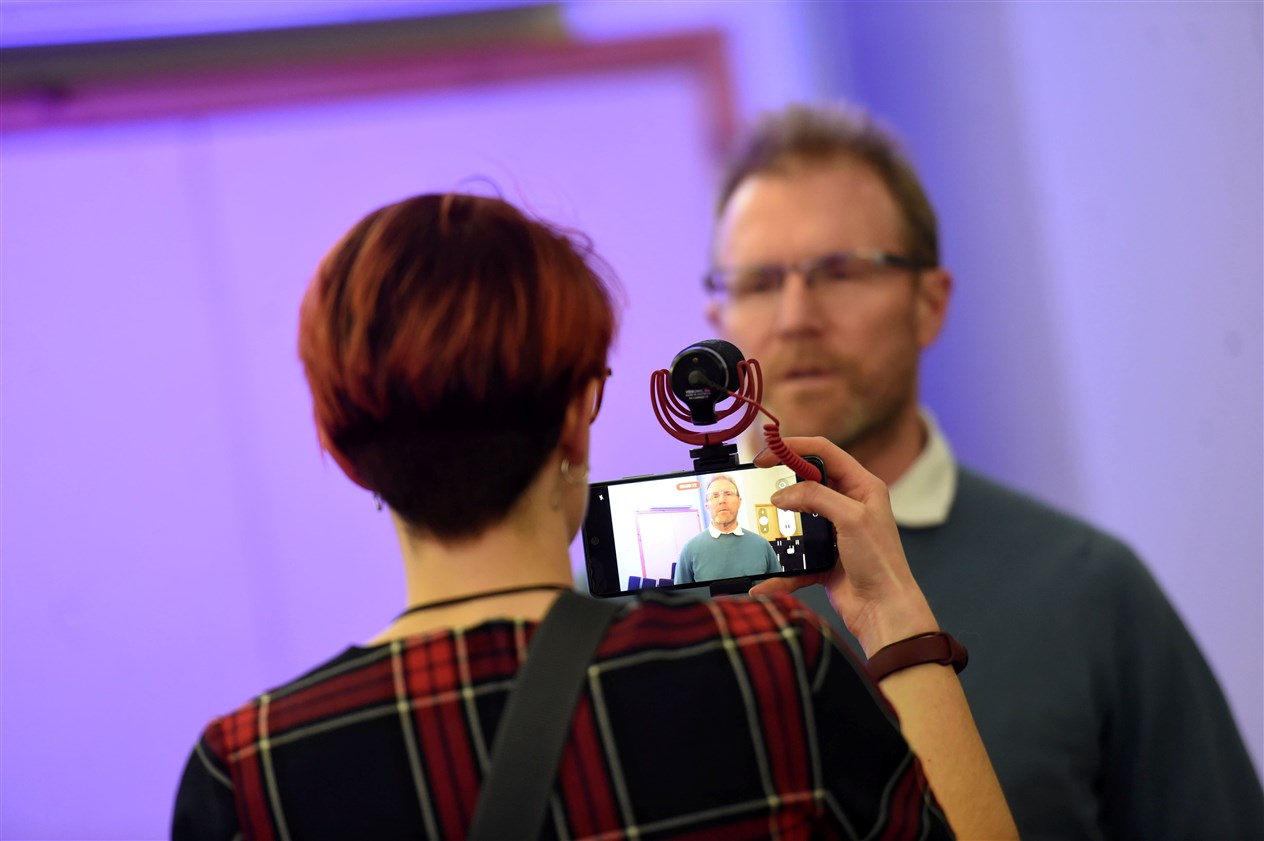 Interviews with the audience. Picture: Callum Mackay..