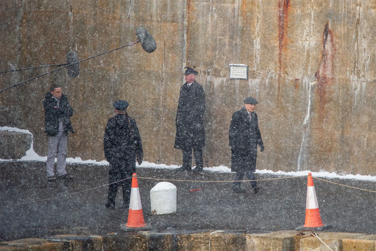 A snowstorm during the afternoon filming...Picture: Daniel Forsyth..