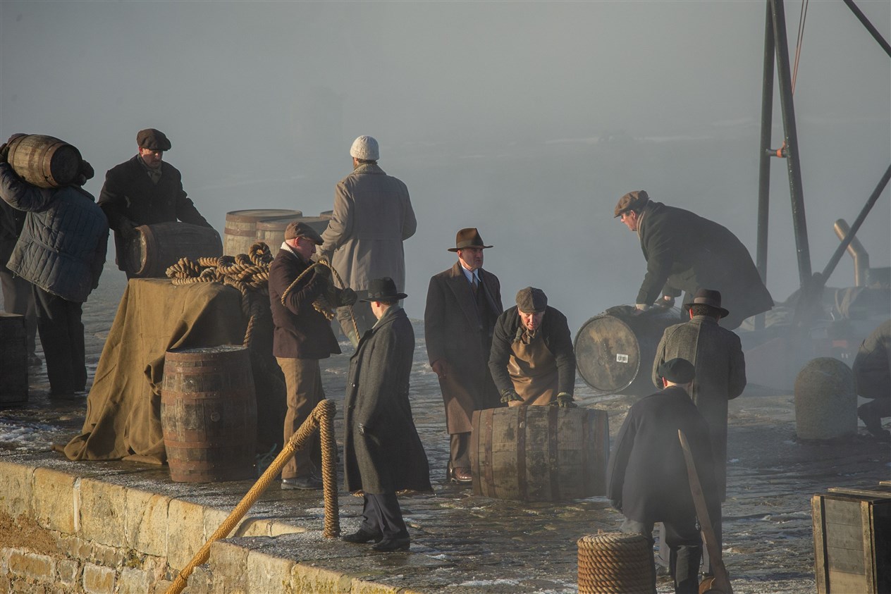 Michael Gray, played by Finn Cole, is involved with the final days filming at Portsoy as the cast and crew film on the new harbour. ..Picture: Daniel Forsyth..