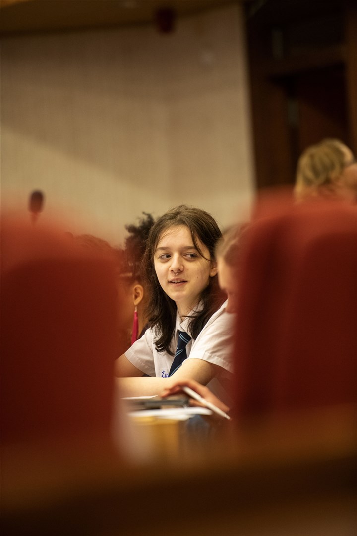 Pupils were given a platform at council headquarters. Picture: Callum Mackay.