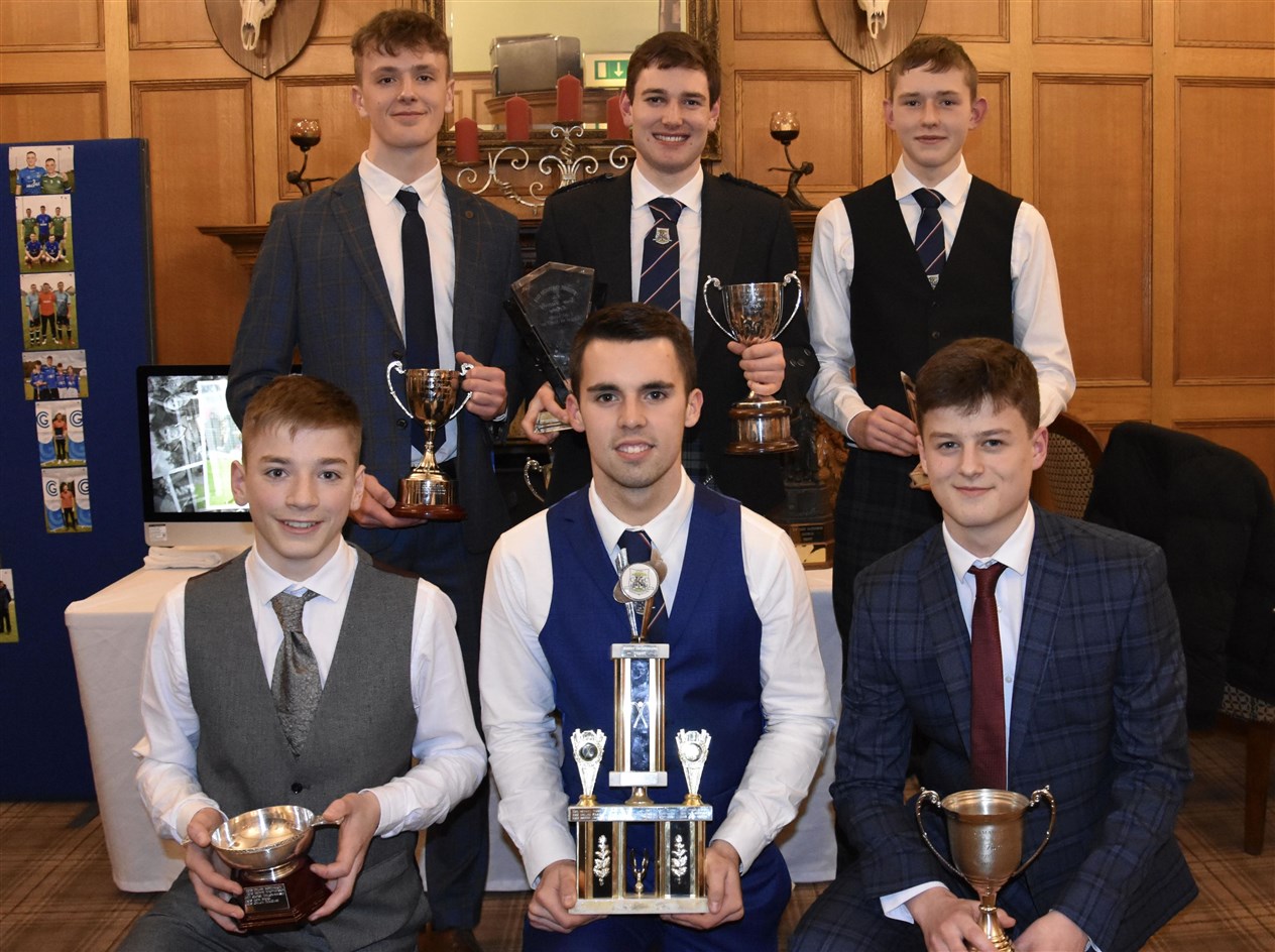 Struan Robertson, Calum Grant, Cluanie Fraser; (front) Calum Douglas, Kieran Macpherson and Cameron Leiper. Pic: Fiona Young