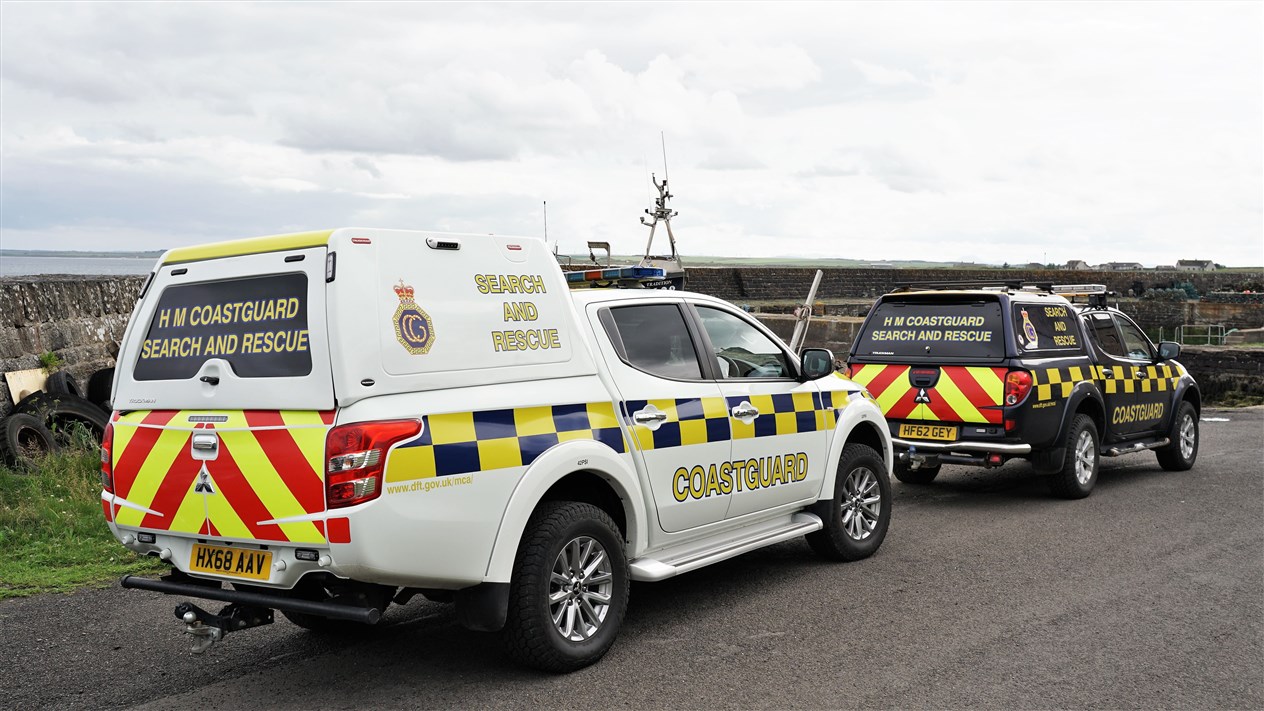 Coastguard vehicles at Keiss harbour. Picture: DGS