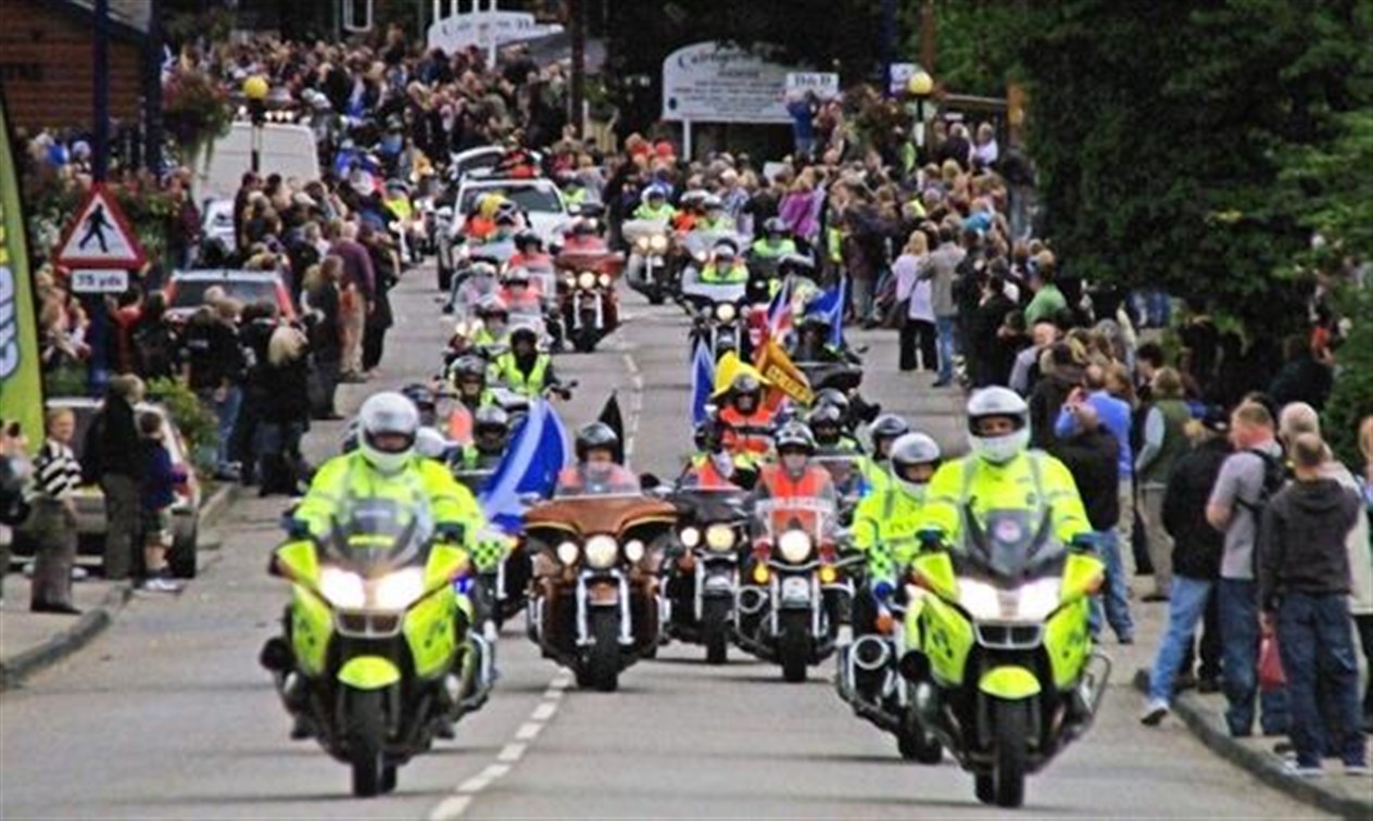 The impressive ride-out along Grampian Road