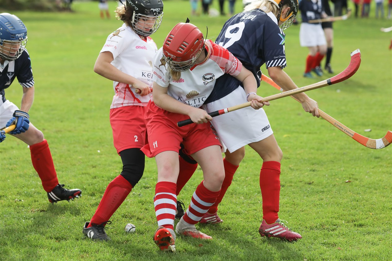 Inverness V Alba Women compete in the Women's Mod Shinty Cup at Bught Park Inverness at The Royal National Mòd 2021 in Inverness, Scotland, 9/10/21