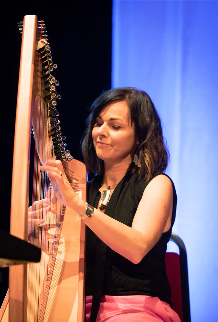 Ingrid Henderson of Glenfinnan Ceilidh Band performs on stage at Eden Court Theatre on the openng night of live music, The Royal National Mòd 2021