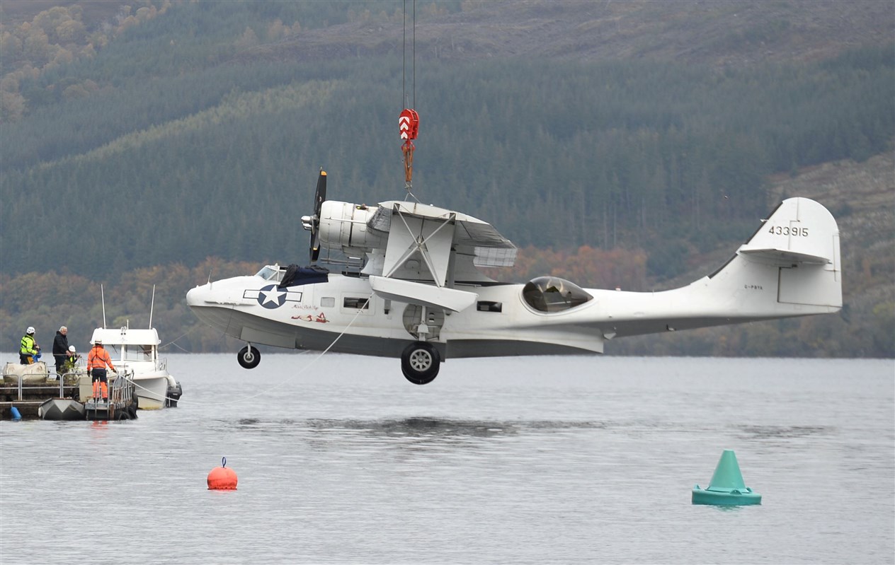 Sea plane lifted out of water at Temple Pier Loch Ness...Picture: Gary Anthony..