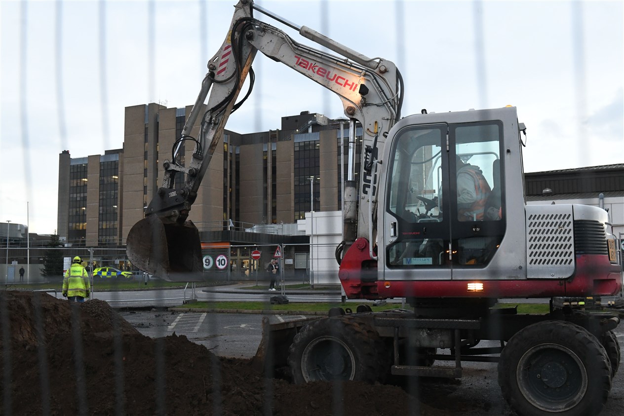 Ongoing work at Raigmore Hospital car park. Picture: James Mackenzie