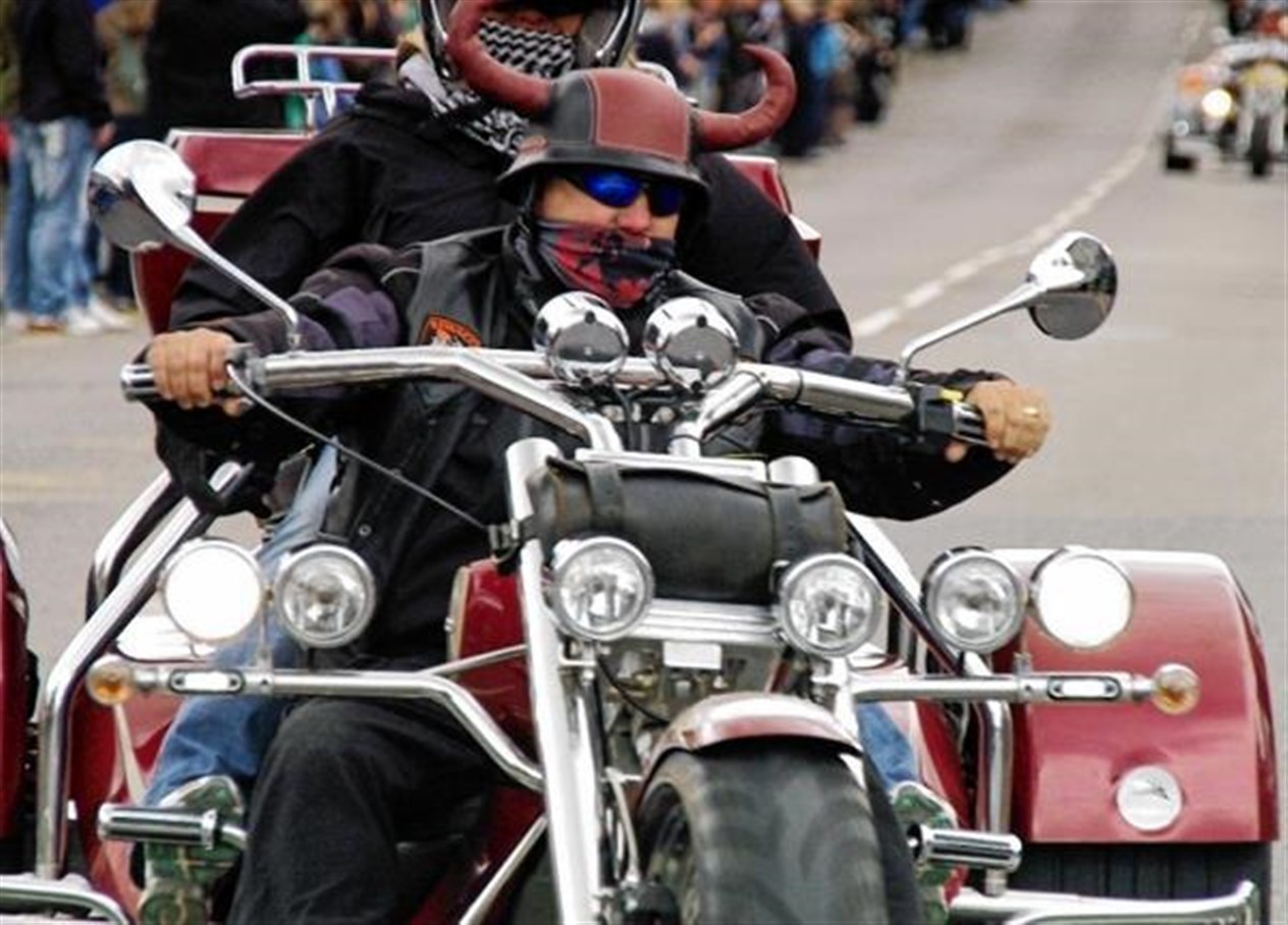 A horned Harley biker