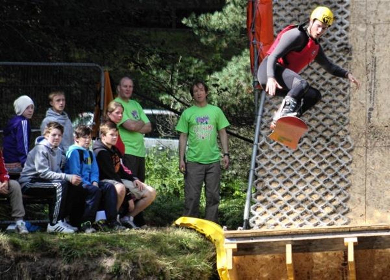 A snowboarder in complete harmony with gravity - so far