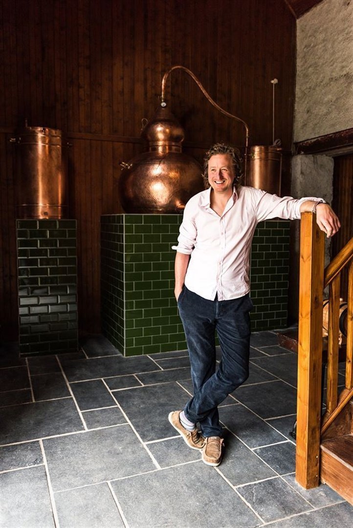 Onwer Chris Molyneux at Daffy's Gin distillery in Strathmashie.