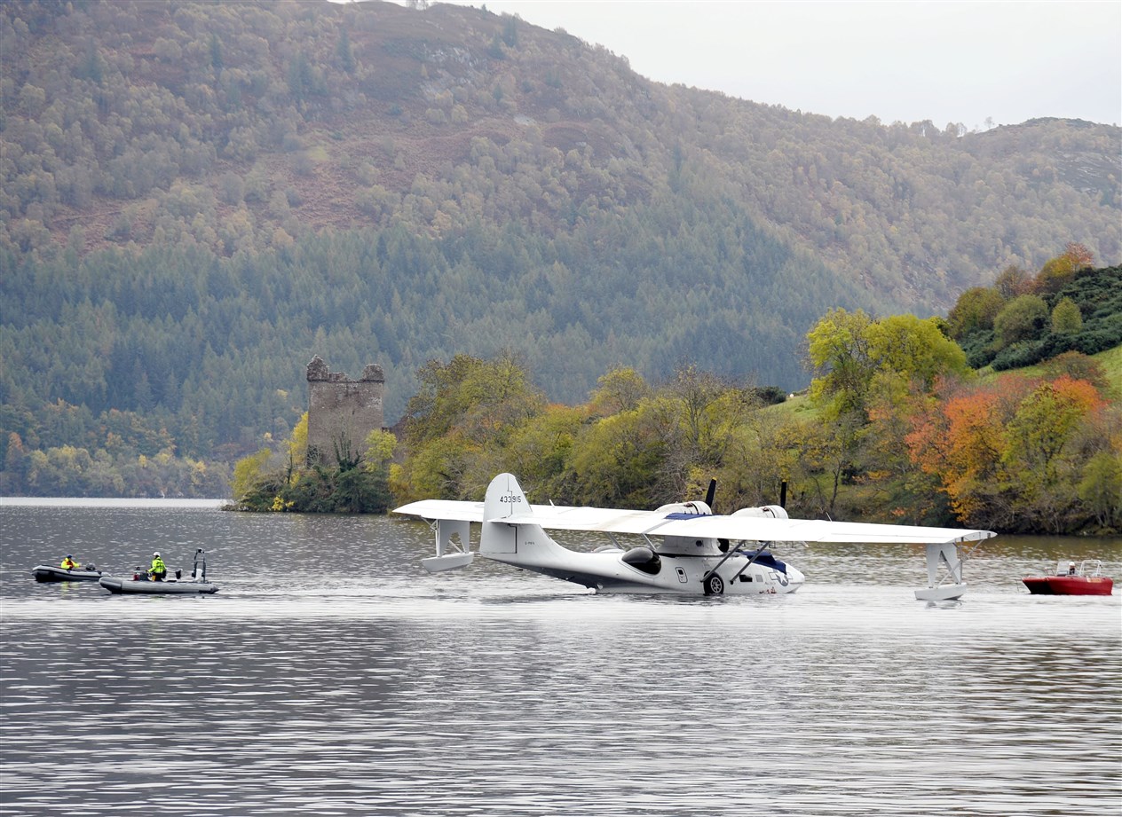 Sea plane lifted out of water at Temple Pier Loch Ness...Picture: Gary Anthony..