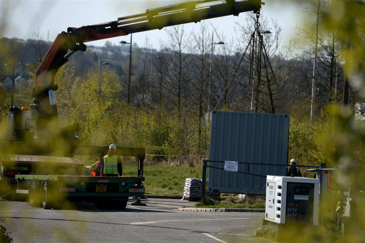 Work starts on the Inverness Campus test centre which is going to be set up this week and operational on Sunday..