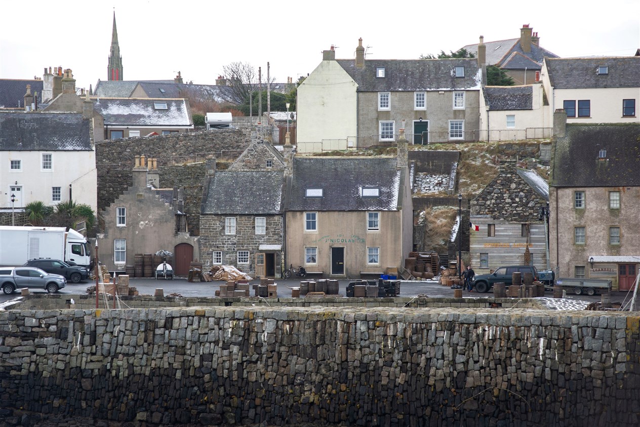 Portsoy's harbour area ready ahead of the start of filming on the sixth season of Peaky Blinders.Picture: Daniel Forsyth