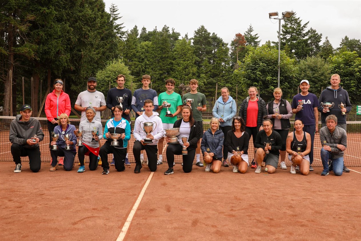 ONE FOR THE RECORDS: Winners and finalists at the Grantown Open Tennis Championships 2021.